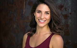 Woman smiling with straight teeth