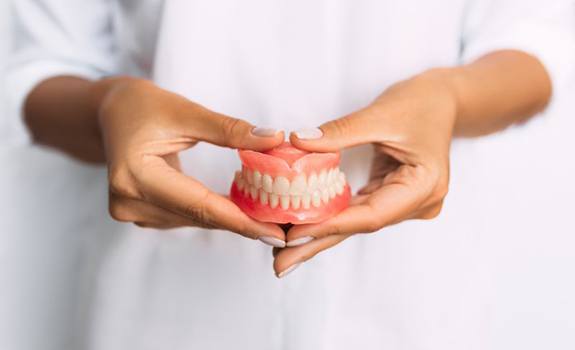Dentures outside the mouth