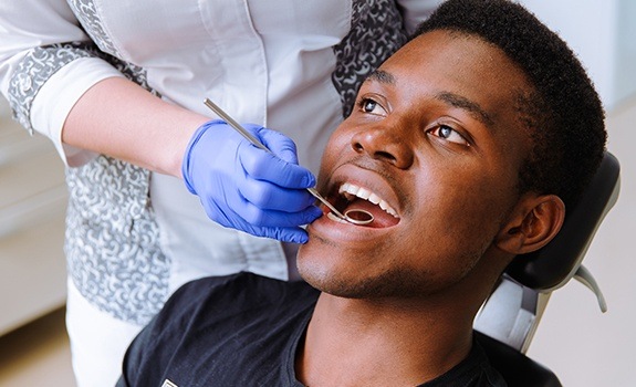 Man receiving dental checkup